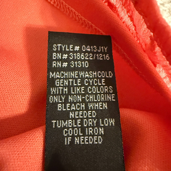 AB Studio Women Size XL Coral Blouse Top Embroidery Floral Fairy Sheer Lined - Picture 6 of 12